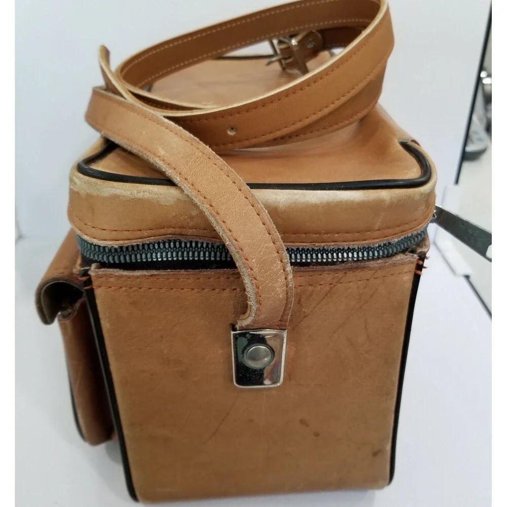 Vintage The Sportsman 502 Top Grain Cowhide Leather Camera Bag Brown Retro